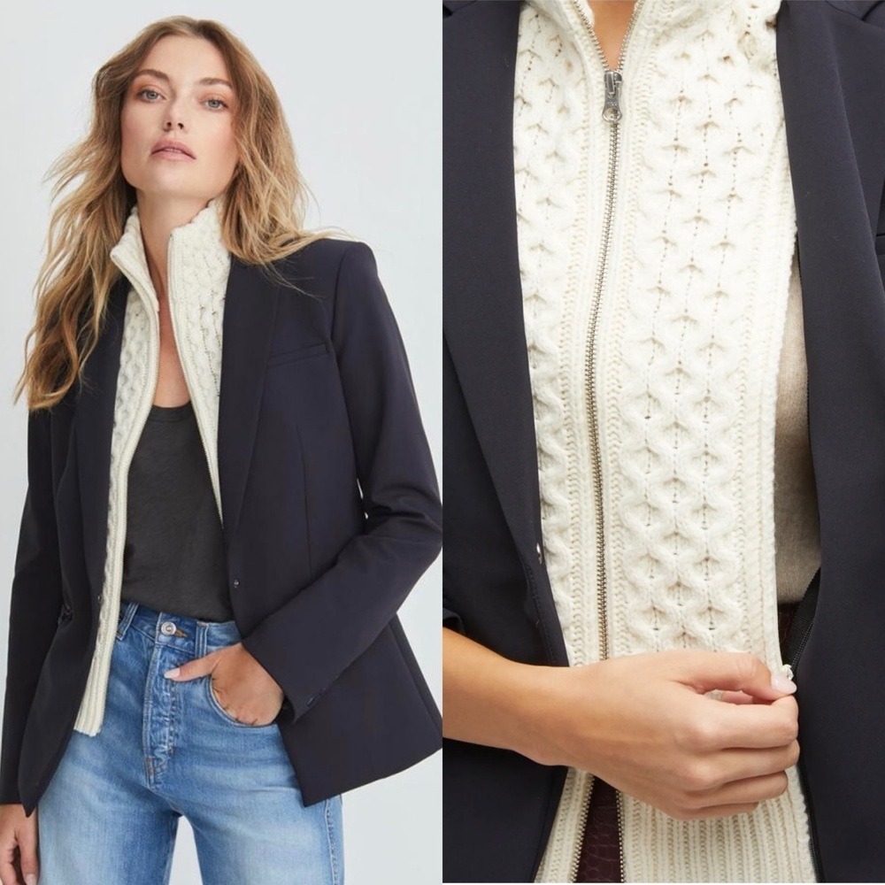 NWOT Veronica Beard Scuba Classic Blazer W Dickey Insert And Cuffs Size 4 - Picture 3 of 12